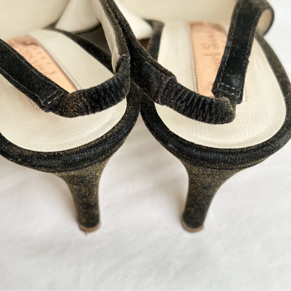 RUPERT SANDERSON Green Gold Velvet Pointed Toe Kitten Heel Slingback ITALY 5.5 - Picture 17 of 17